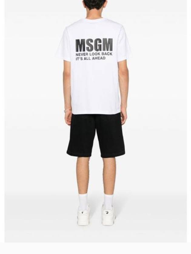 Logo Print Cotton Short Sleeve T-Shirt White - MSGM - BALAAN 4