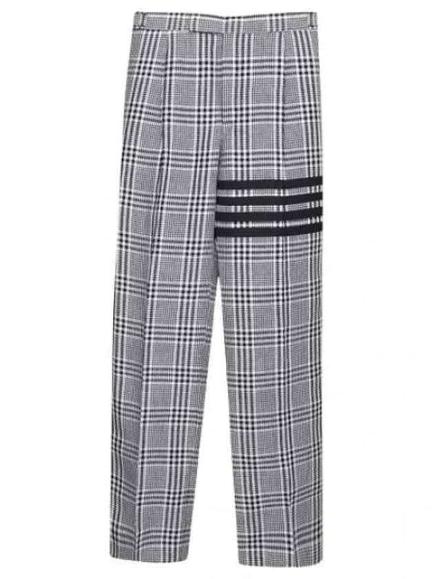 Diagonal stripe gingham check jacquard linen pants chino cotton - THOM BROWNE - BALAAN 1