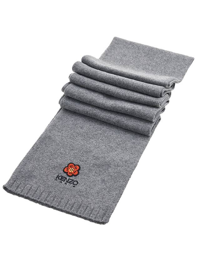 Boke Flower Wool Scarf Grey - KENZO - BALAAN 4