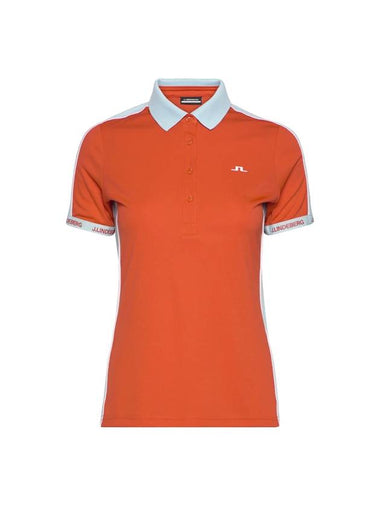 Demi Short Sleeve Polo Shirt Tangerine Tango - J.LINDEBERG - BALAAN 1