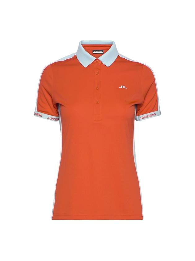 Demi Short Sleeve Polo Shirt Tangerine Tango - J.LINDEBERG - BALAAN 1