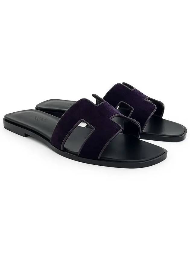 Oran Slippers 37 5 Purple Black 4HA0826 - HERMES - BALAAN 1