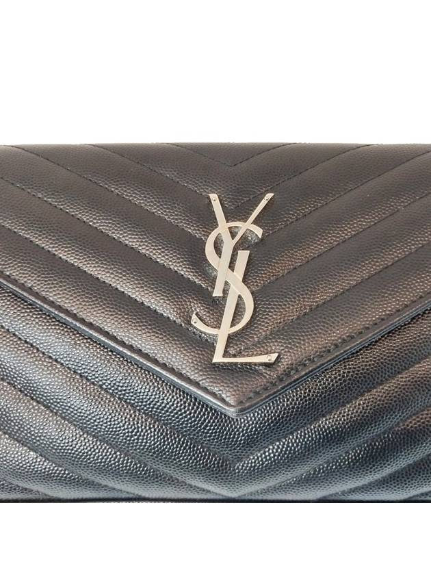 YSL 377828 Black Monogram Matelasse Cassandra Medium Silver Chain Cross Bag - SAINT LAURENT - BALAAN 7