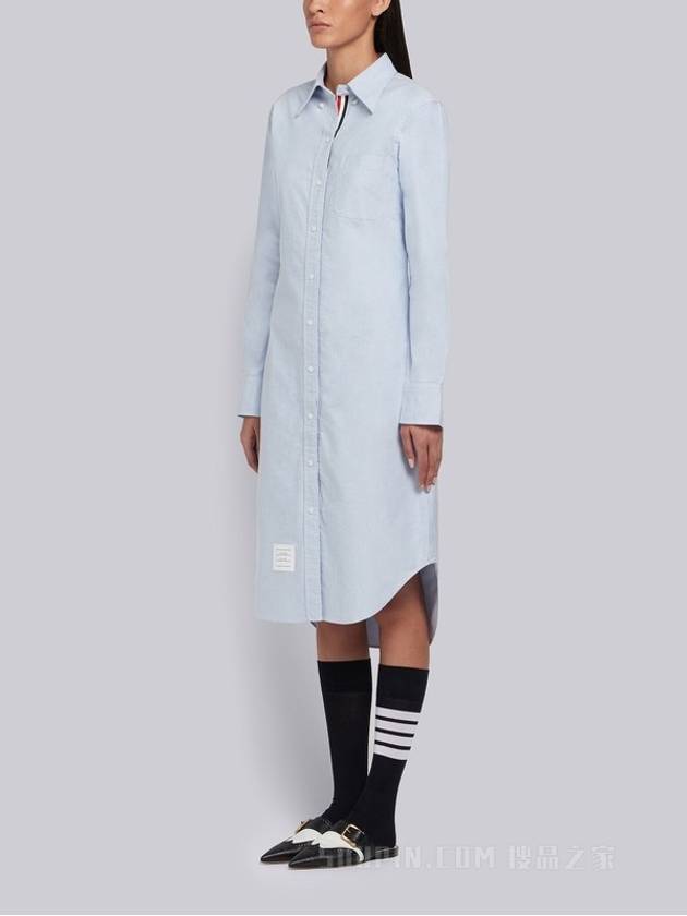 Women's Oxford Classic Shirt Midi Dress Light Blue - THOM BROWNE - BALAAN 3