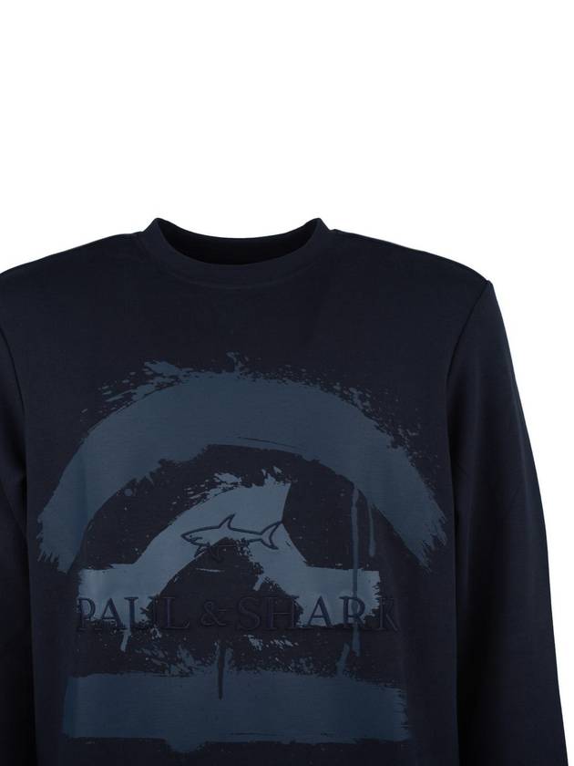 Paul & Shark Blue Cotton Blend Sweatshirt With Paul & Shark Print - PAUL & SHARK - BALAAN 3