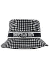 D Bobby Houndstooth Small Brim Embroidery Bucket Hat - DIOR - BALAAN 3