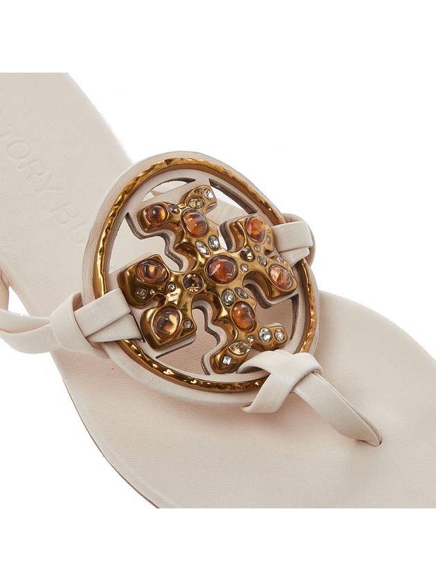 Jeweled Miller Flip Flop Sandals White - TORY BURCH - BALAAN.