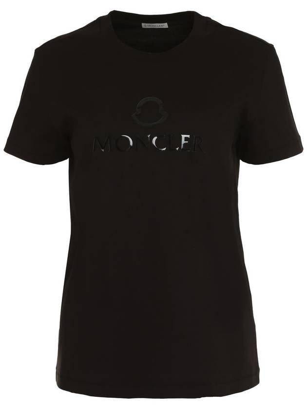 Women's Transfer Logo Short Sleeve T-Shirt Black - MONCLER - BALAAN.