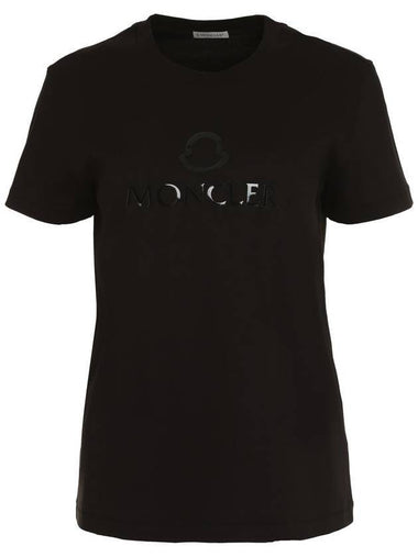 Women's Logo Short Sleeve T-Shirt Black - MONCLER - BALAAN 1