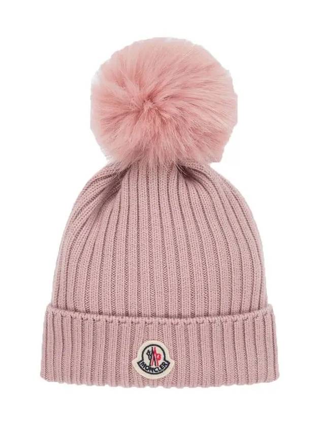 Kids Logo Pom Wool Beanie 3B000 14 M1131 51A - MONCLER - BALAAN 1