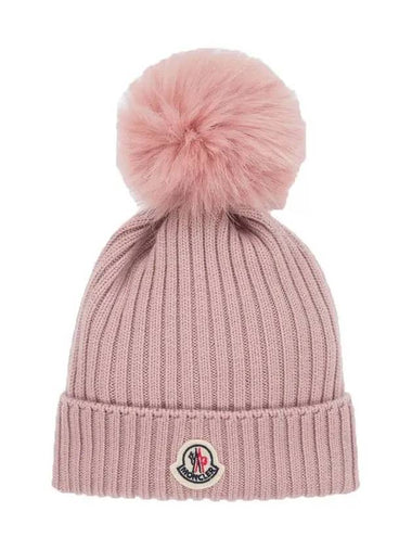 Kids Logo Pom Wool Beanie 3B000 14 M1131 51A - MONCLER - BALAAN 1