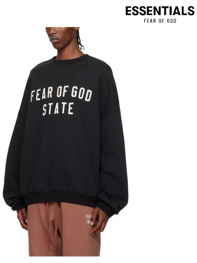 Fear of God Essential Logo Crew Neck Fleece Sweatshirt Men s Shirt Black - FEAR OF GOD ESSENTIALS - BALAAN 3