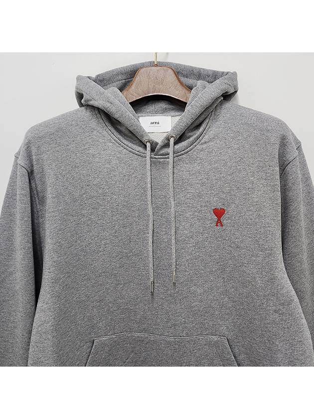 Heart Small Logo Hoodie Grey - AMI - BALAAN 4