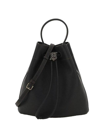 Small Grainy Leather TB Bucket Bag Black - BURBERRY - BALAAN 1