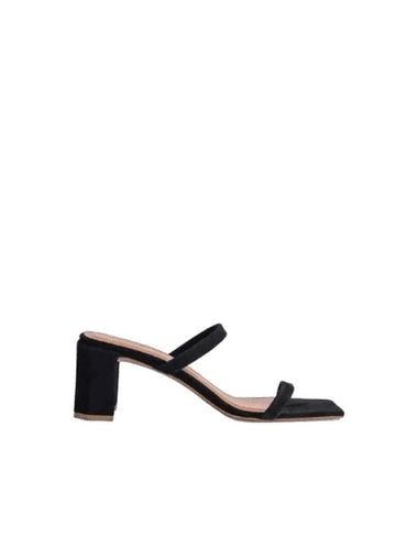 Tanya Suede Sandal Heel Black - BY FAR - BALAAN 1