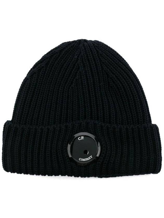 Lens Wappen Extra Fine Merino Wool Beanie Navy - CP COMPANY - BALAAN 1