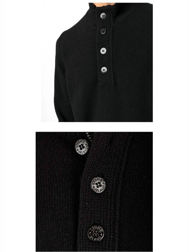 Wappen Patch Button Knit Top Black - STONE ISLAND - BALAAN 7