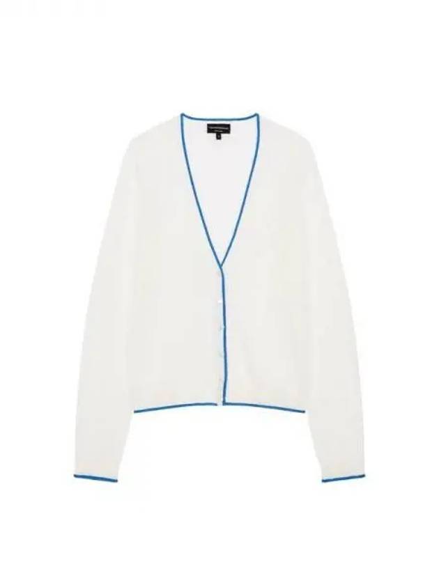 Women s color combination hem V neck cardigan white 270833 - EMPORIO ARMANI - BALAAN 1