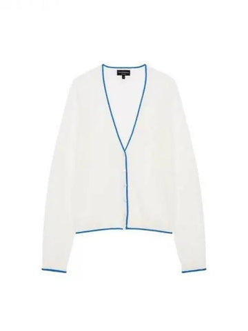 Women s color combination hem V neck cardigan white 270833 - EMPORIO ARMANI - BALAAN 1