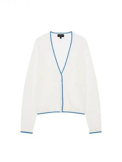 Women s color combination hem V neck cardigan white 270833 - EMPORIO ARMANI - BALAAN 1