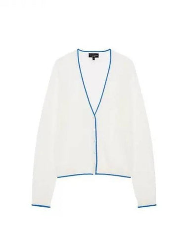 Women s color combination hem V neck cardigan white 270833 - EMPORIO ARMANI - BALAAN 1