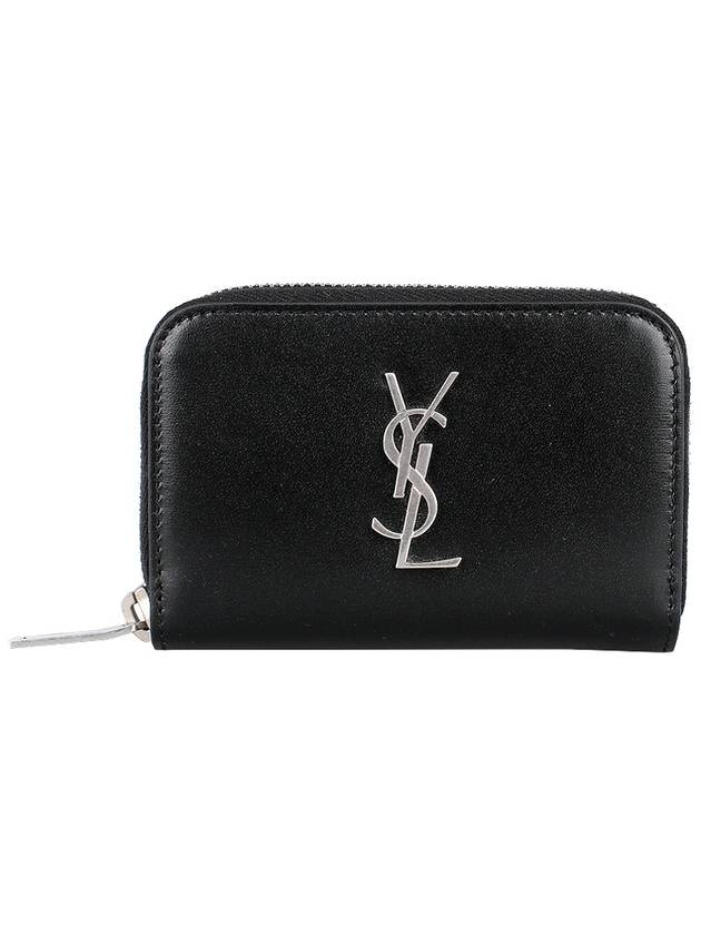 Monogram Zipper Silver Card Wallet Black - SAINT LAURENT - BALAAN 3