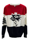 4 Bar Flower Icon V-Neck Knit Top - THOM BROWNE - BALAAN.