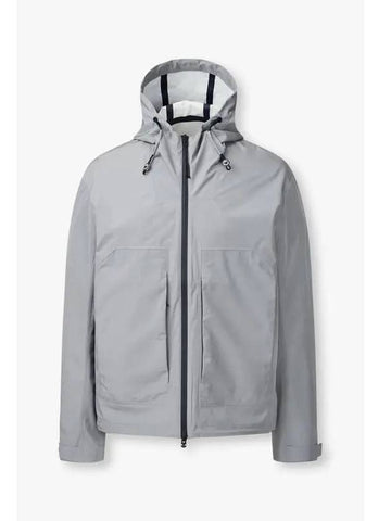 Men s Eagle Logo Patch Hooded Jacket Gray - EMPORIO ARMANI - BALAAN 1