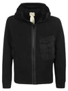 Garment Dyed One-Pocket Cotton Zip Up Hoodie Black - TEN C - BALAAN 2