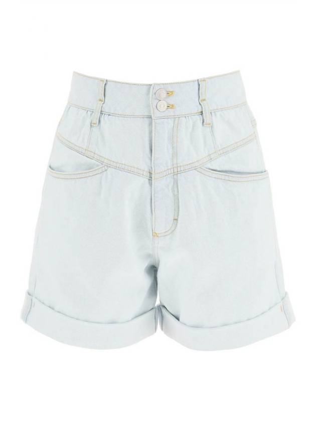 Women's High Waist Denim Shorts Light Blue - KENZO - BALAAN 1