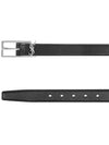 New Cassandre Buckle Leather Belt Black - SAINT LAURENT - BALAAN 4