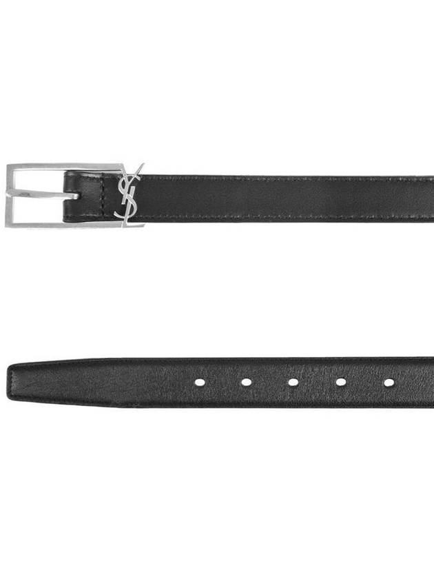 New Cassandre Buckle Leather Belt Black - SAINT LAURENT - BALAAN 4