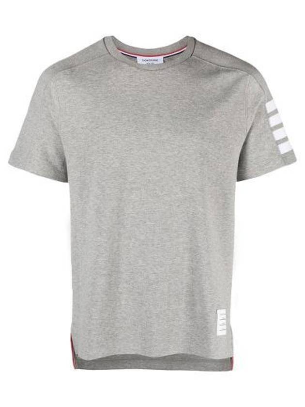 4-Bar Striped Cotton Short Sleeve T-Shirt Light Grey - THOM BROWNE - BALAAN 2