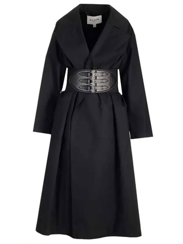 Belted Cotton Trench Coat Black - ALAIA - BALAAN 1