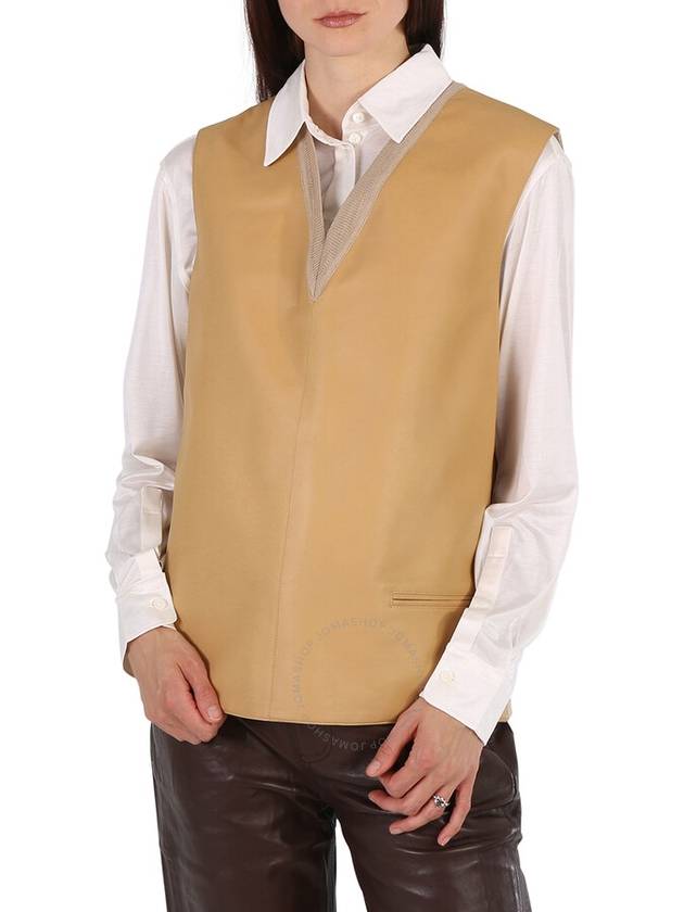 Burberry Bonded Soft Fawn Lambskin And Wool Oversized Vest, Brand Size 12 (US Size10) - BURBERRY - BALAAN 1