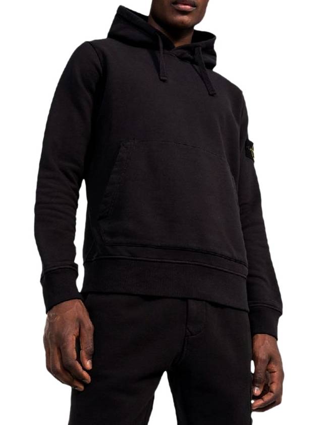 Wappen Patch Cotton Fleece Hoodie Black - STONE ISLAND - BALAAN 2