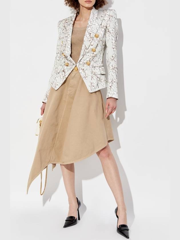 Balmain Satin Blazer With Print, Women's, Grey - BALMAIN - BALAAN 2