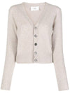 Embroidered Heart Logo Cashmere Cardigan Champagne - AMI - BALAAN 1