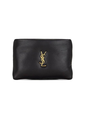 Mini Calypso Zipped Pouch Bag Black - SAINT LAURENT - BALAAN 1