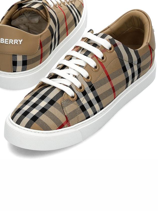 Vintage Check and Leather Sneakers Archive Beige - BURBERRY - BALAAN 2