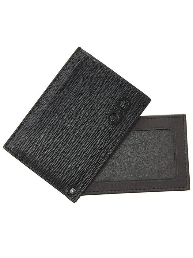 Double Gancini Leather Card Wallet Black - SALVATORE FERRAGAMO - BALAAN 11