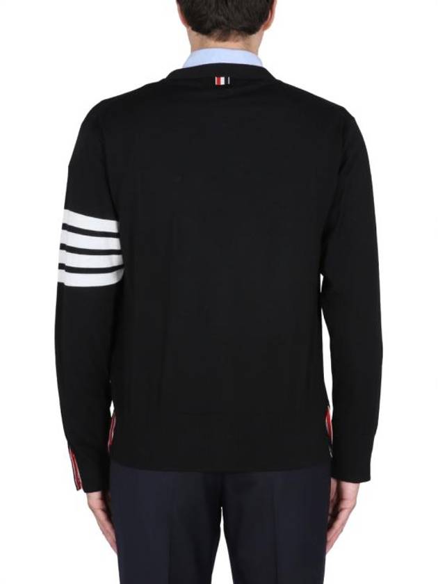 Men's Sustainable Classic Diagonal Wool Cardigan Black - THOM BROWNE - BALAAN 4