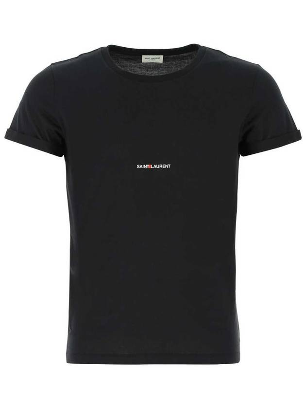 Men's Small Logo Short Sleeve T-Shirt Black - SAINT LAURENT - BALAAN 2