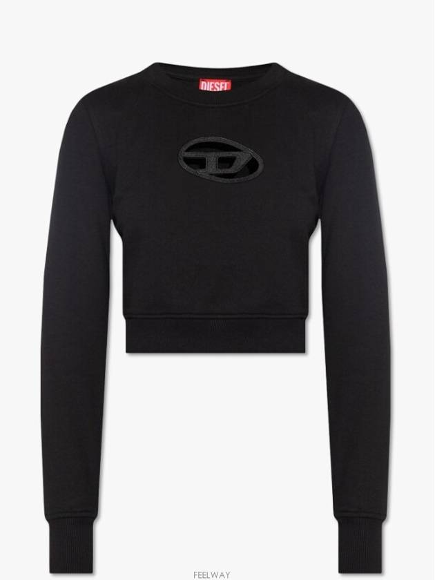 F Slimmy Cutout Logo Crop Sweatshirt Black - DIESEL - BALAAN 5