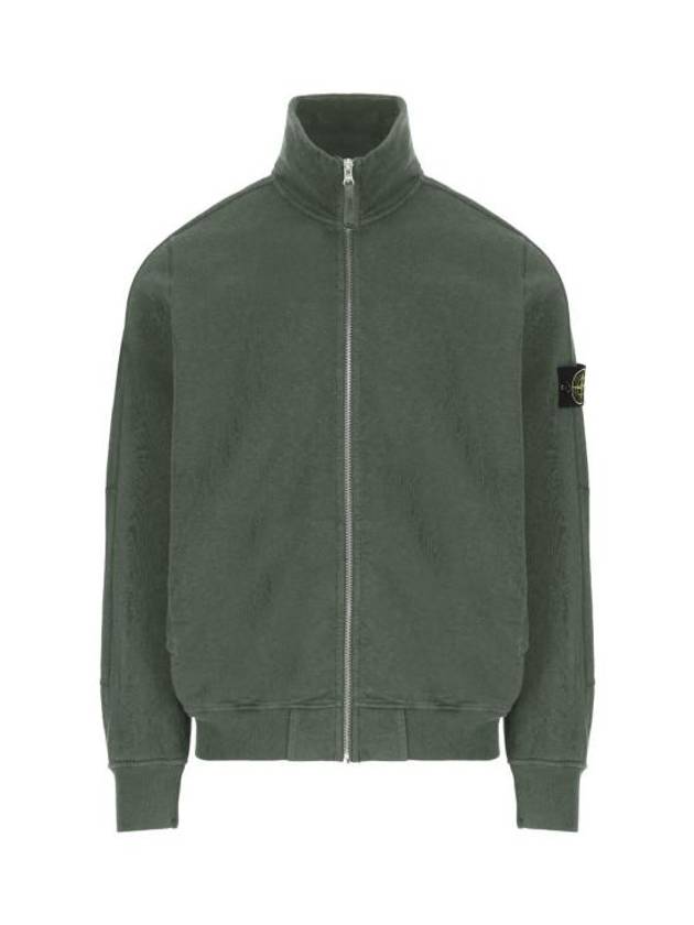 Cotton Zip-Up Jacket Musk Green - STONE ISLAND - BALAAN 1