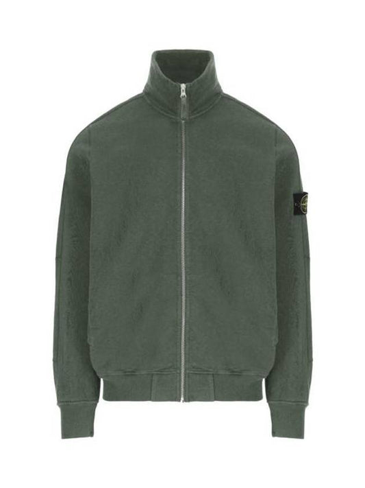 Cotton Zip-Up Jacket Musk Green - STONE ISLAND - BALAAN 1