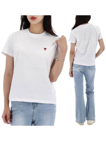 Small Heart Logo Short Sleeve T-Shirt White - AMI - BALAAN 2