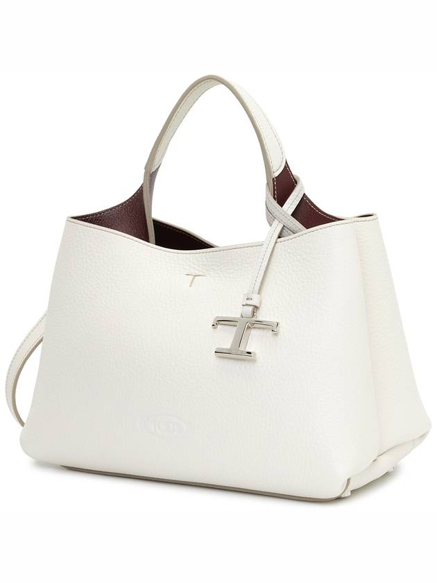 Logo Charm Leather Micro Tote Bag White - TOD'S - BALAAN 3