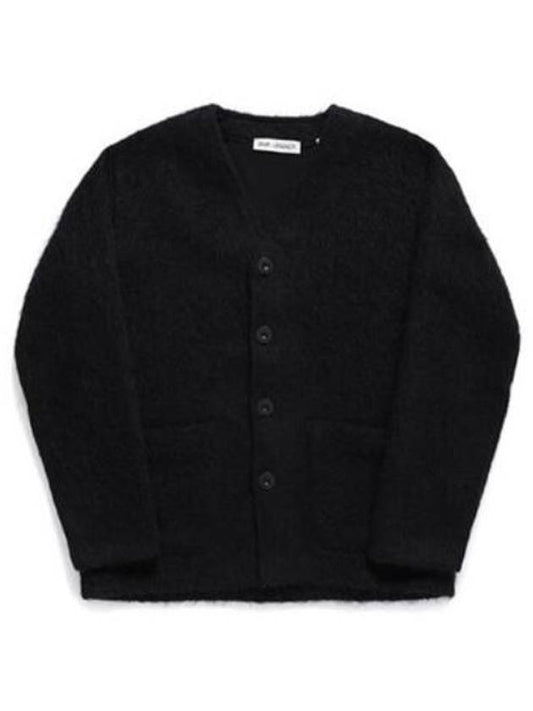 Mohair V-neck Relaxed Fit Wool Cardigan Black - OUR LEGACY - BALAAN 2