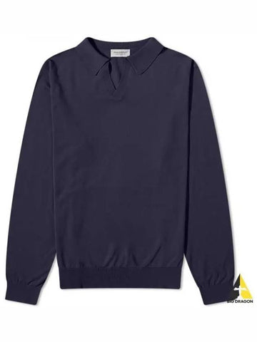 24 Puck Navy Polo Knit - JOHN SMEDLEY - BALAAN 1